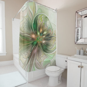 Colourful Fantasy Modern Abstract Fractal Flower Shower Curtain