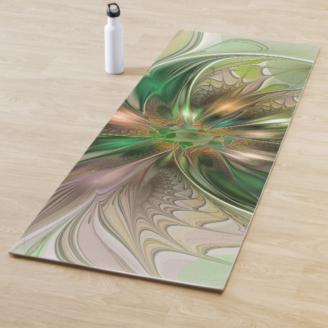 Colourful Fantasy Modern Abstract Fractal Flower Yoga Mat (In Situ)