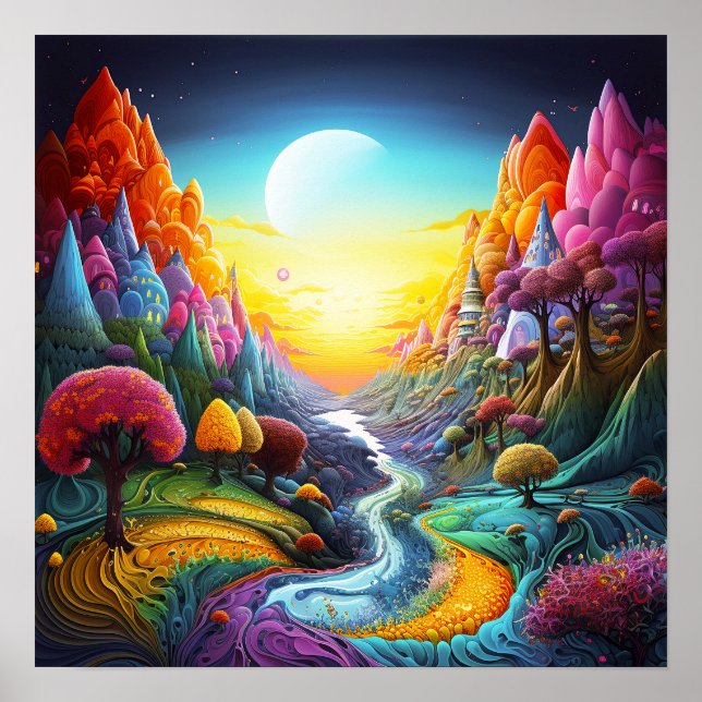 Colourful fantasy nature land poster (Front)