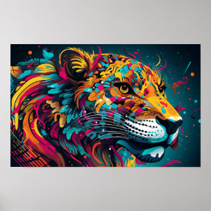 Colourful fantasy tiger  poster