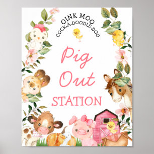 Colourful Farm Animals Pink Barn Birthday Party Si Poster