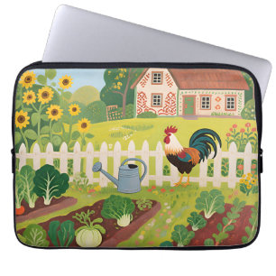 Colourful Farm Garden Rooster Laptop Sleeve