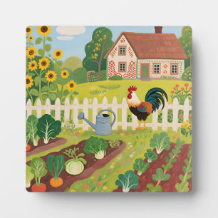 Colourful Farm Garden Rooster Plaque