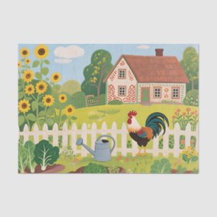 Colourful Farm Garden Rooster Tissue Paper