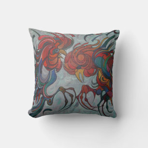 Colourful Farmyard Roosters Cushion