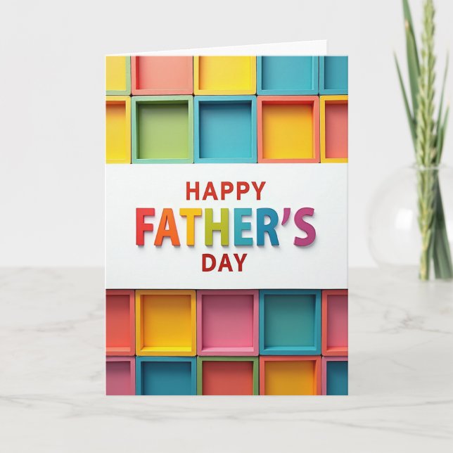 Colourful Fathers Day Block Card (Front)