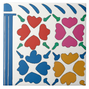 Colourful Fauvist Flowers Ceramic Tile