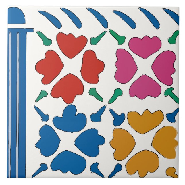 Colourful Fauvist Flowers Ceramic Tile (Front)