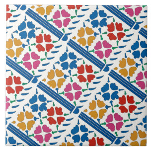 Colourful Fauvist Flowers Ceramic Tile