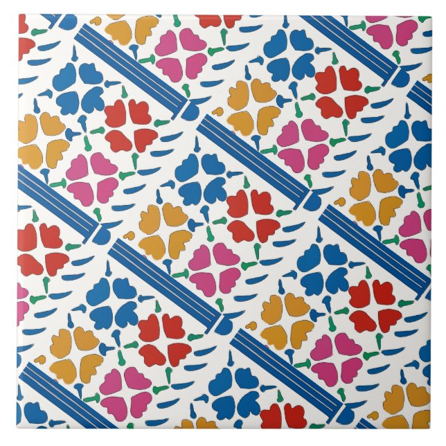 Colourful Fauvist Flowers Ceramic Tile (Front)