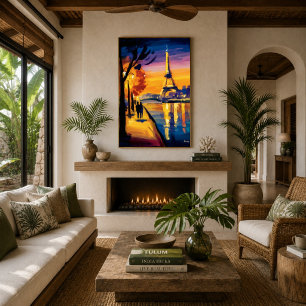 Colourful Fauvist Paris Eiffel Tower Wall Art