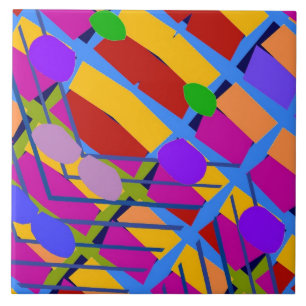 Colourful Fauvist Shapes 8 Ceramic Tile