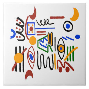 Colourful Fauvist Shapes Ceramic Tile