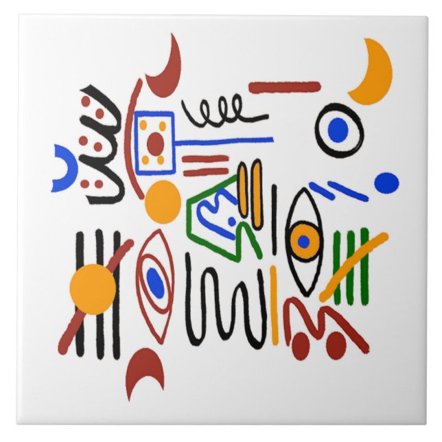 Colourful Fauvist  Shapes Ceramic Tile (Front)