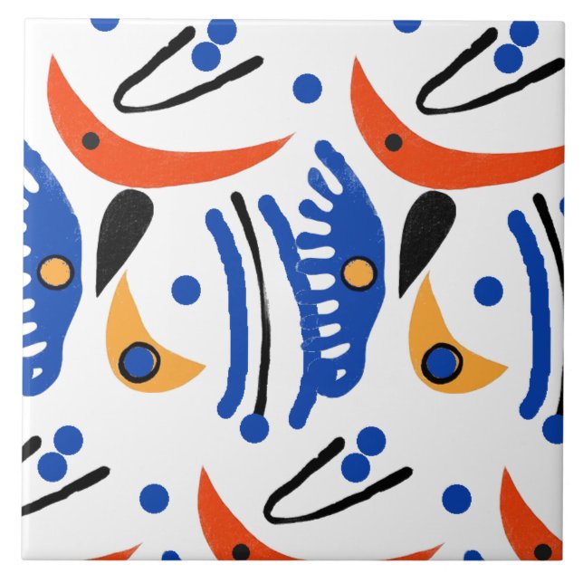 Colourful Fauvist  Shapes Ceramic Tile (Front)