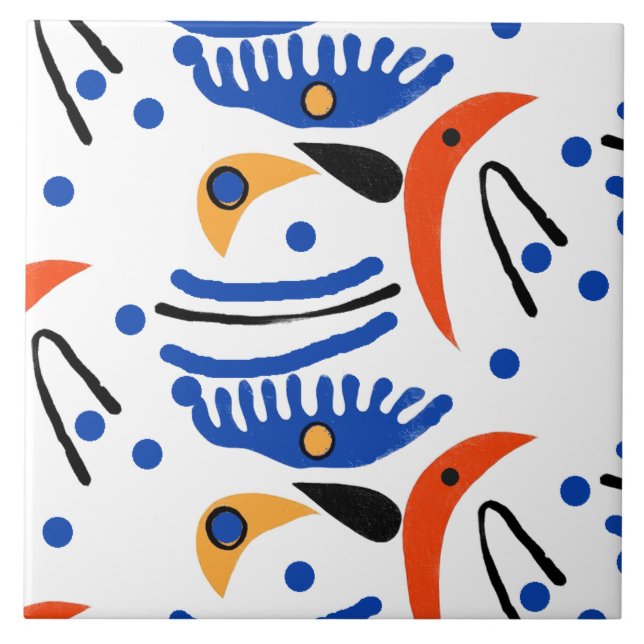 Colourful Fauvist  Shapes Ceramic Tile (Front)