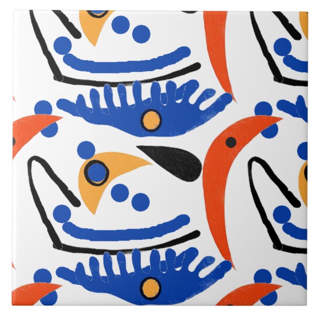 Colourful Fauvist  Shapes Ceramic Tile (Front)