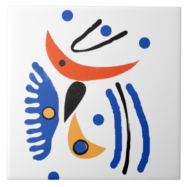 Colourful Fauvist  Shapes Ceramic Tile (Front)