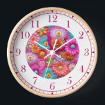 Colourful Faux Embroidered Floral Elegant Womans Clock<br><div class="desc">Colourful Faux Embroidered Floral Elegant Womans Watches features a trendy colourful modern faux embroidery floral in pink,  purple,  orange,  blue,  and yellow. Created by Evco Studio www.zazzle.com/store/evcostudio</div>