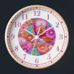 Colourful Faux Embroidered Floral Elegant Womans Clock<br><div class="desc">Colourful Faux Embroidered Floral Elegant Womans Watches features a trendy colourful modern faux embroidery floral in pink,  purple,  orange,  blue,  and yellow. Created by Evco Studio www.zazzle.com/store/evcostudio</div>