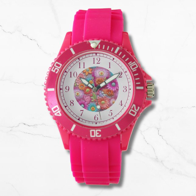 Colourful Faux Embroidered Floral Elegant Womans Watch (Creator Uploaded)