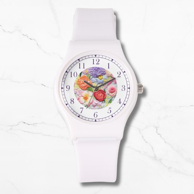 Colourful Faux Embroidered Floral Stylish Womans Watch (Creator Uploaded)