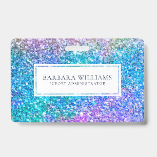 Colourful Faux Flitter White Accent ID Badge