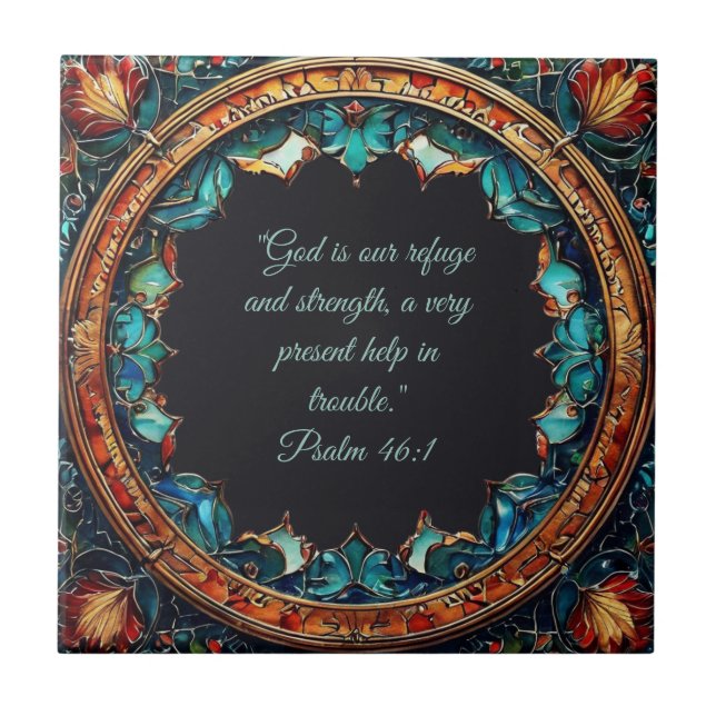 Colourful Faux Glass Customisable Bible Verses  Ceramic Tile (Front)