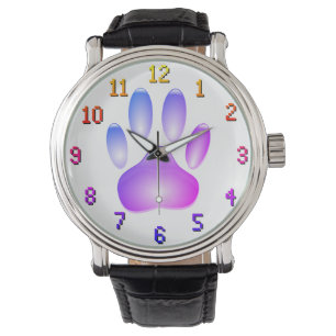 Colourful Faux Glass Dog Paw Print Watch