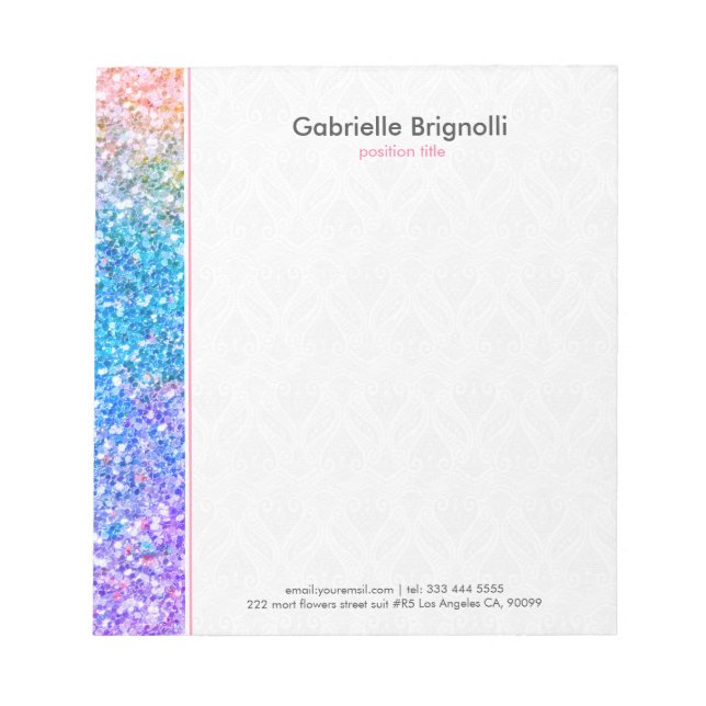 Colourful Faux Glitter And Sparkles Texture Notepad (Front)