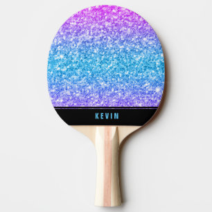 Colourful Faux Glitter Monogram Ping Pong Paddle