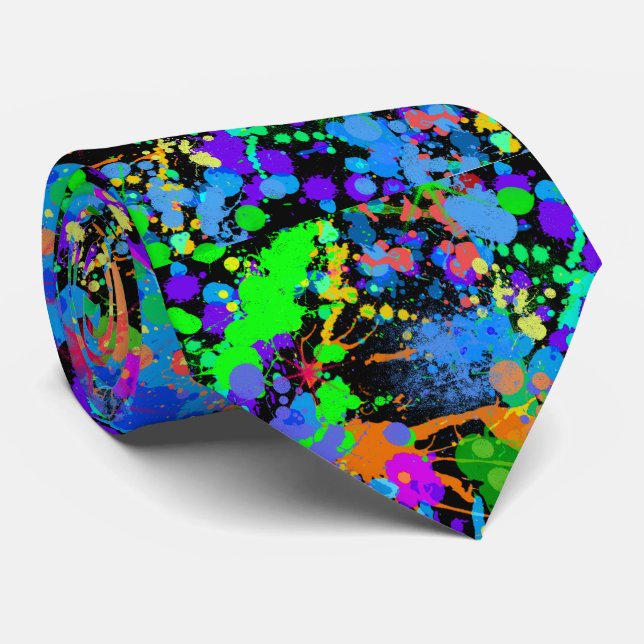 Colourful, Faux Neon, Paintball, Fun Tie (Rolled)