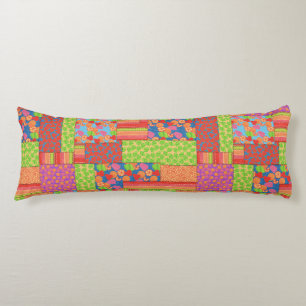 Colourful Faux Patchwork of Summer Fruits Patterns Body Cushion