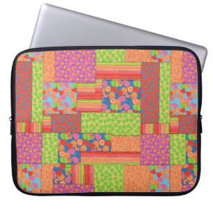 Colourful Faux Patchwork of Summer Fruits Patterns Laptop Sleeve