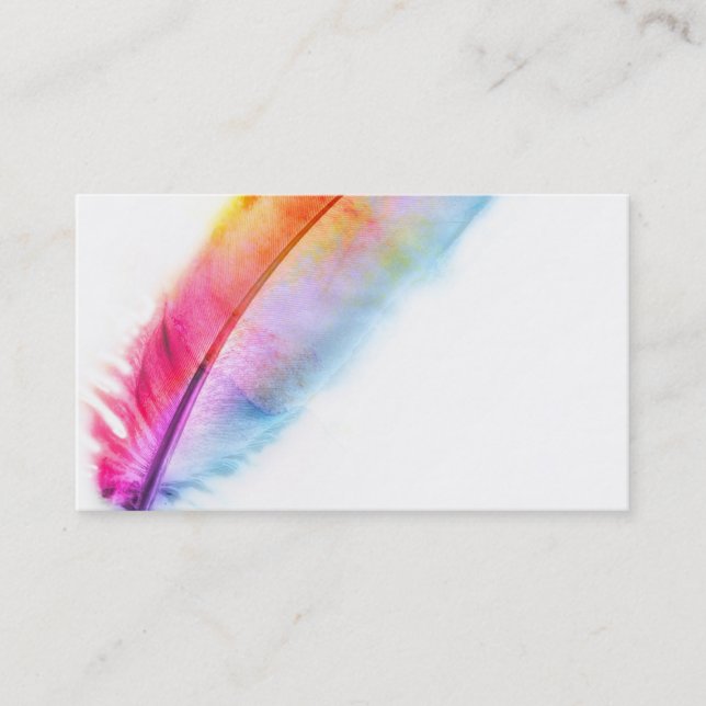colourful feather art business card custom templat (Front)