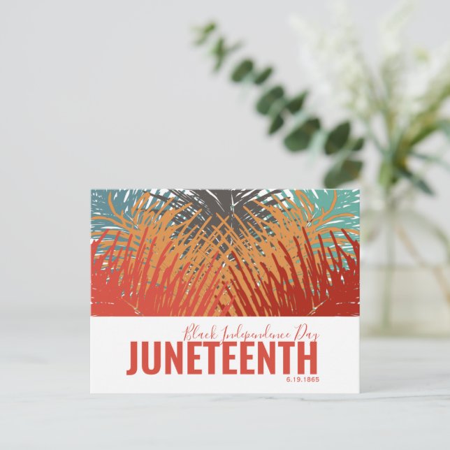 colourful feather Black Independence Day JUNETEENT Postcard (Standing Front)