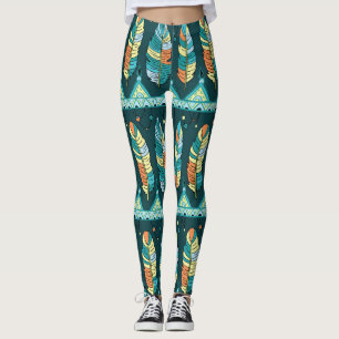 Colourful feather, endless texture pattern leggings