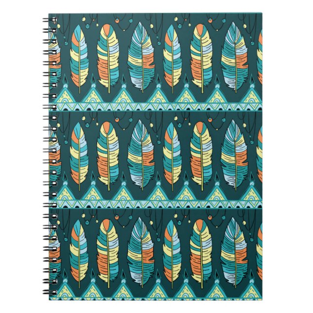 Colourful feather, endless texture pattern notebook (Front)