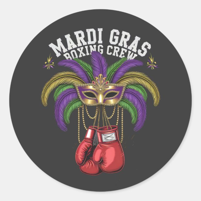 Colourful Feather Masquerade Boxing Crew Highlight Classic Round Sticker (Front)