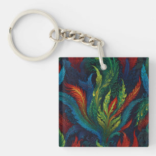 Colourful Feather pattern Key Ring