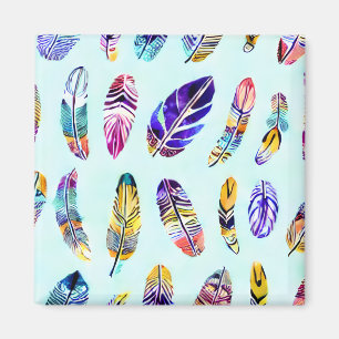 Colourful Feather Pattern Magnet