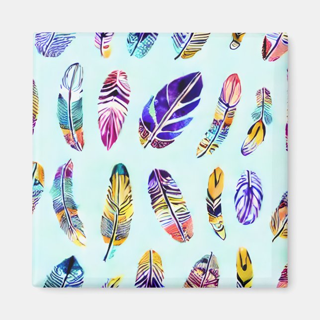 Colourful Feather Pattern Magnet (Front)