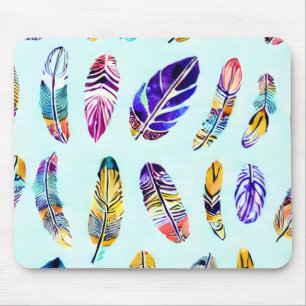 Colourful Feather Pattern Mouse Pad