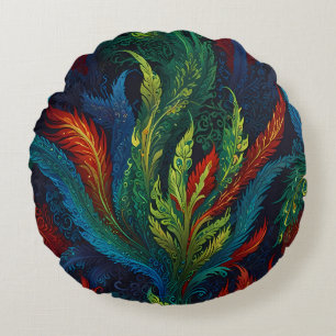Colourful Feather pattern Round Cushion