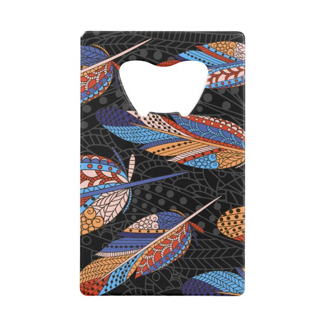 Colourful Feather Pattern Seamless Background. (Front)