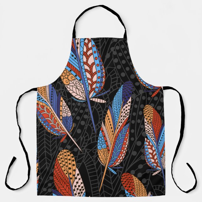 Colourful Feather Pattern Seamless Background. Apron (Front)
