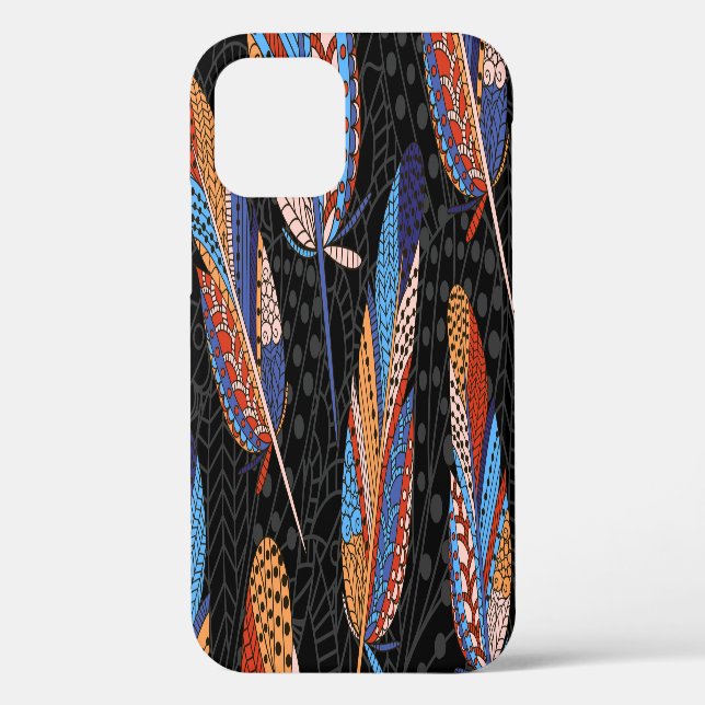 Colourful Feather Pattern Seamless Background. Case-Mate iPhone Case (Back)