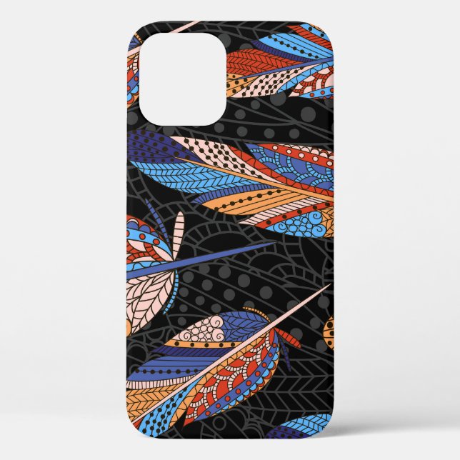 Colourful Feather Pattern Seamless Background. Case-Mate iPhone Case (Back)
