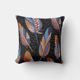 Colourful Feather Pattern Seamless Background. Cushion