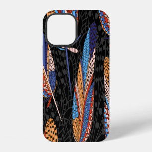 Colourful Feather Pattern Seamless Background. iPhone 12 Case